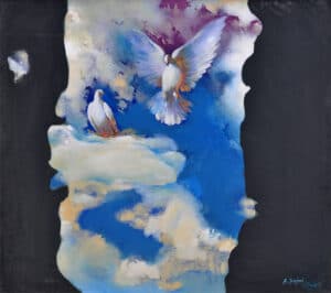 Agim Zajmi – Albanian Will for Freedom and Peace – composition – oil on canvas – 2002