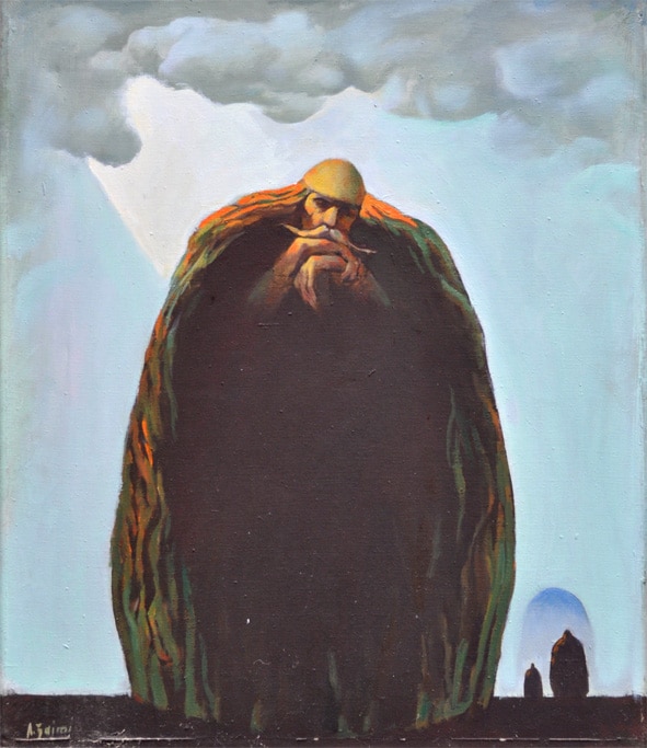 043 old mountain man symbolic portrait land identity Albania – Agim Zajmi, oil on canvas, 54 × 64 cm