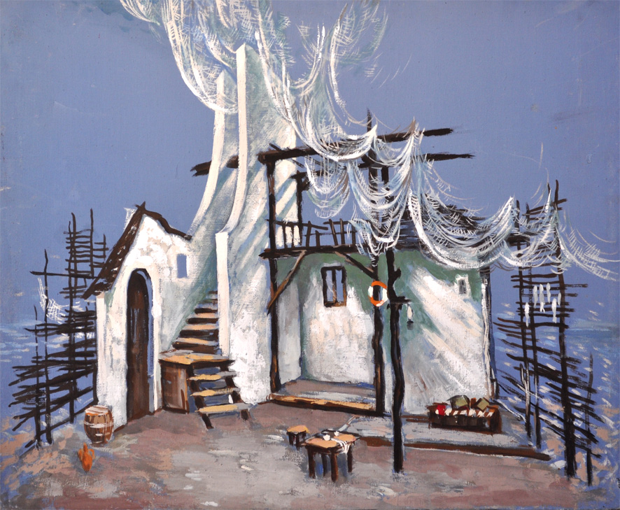 Сценография « Семья рыбака », Албанский национальный театр, темпера на холсте, 1984